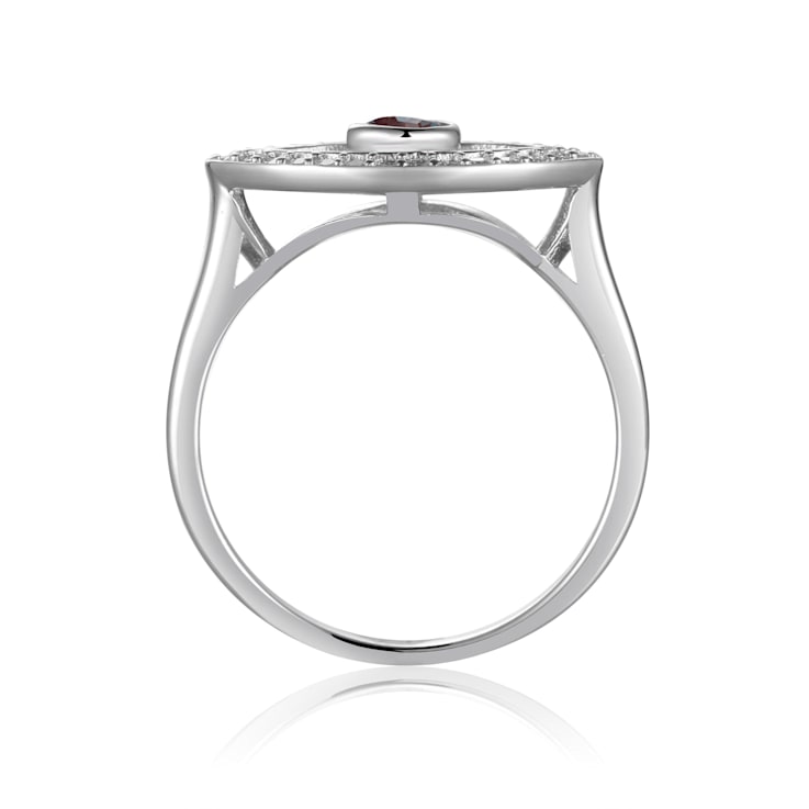 Lab Created Alexandrite with Moissanite Accents Rhodium Over Sterling
Silver Evil Eye Ring