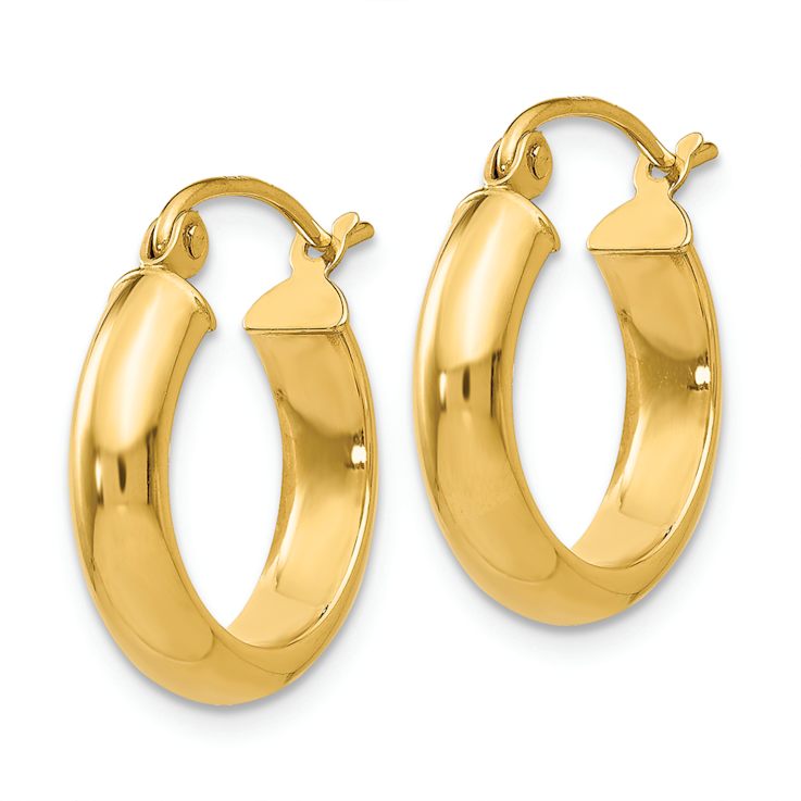 14k Yellow Gold 11/16" Round Tube Hoop Earrings