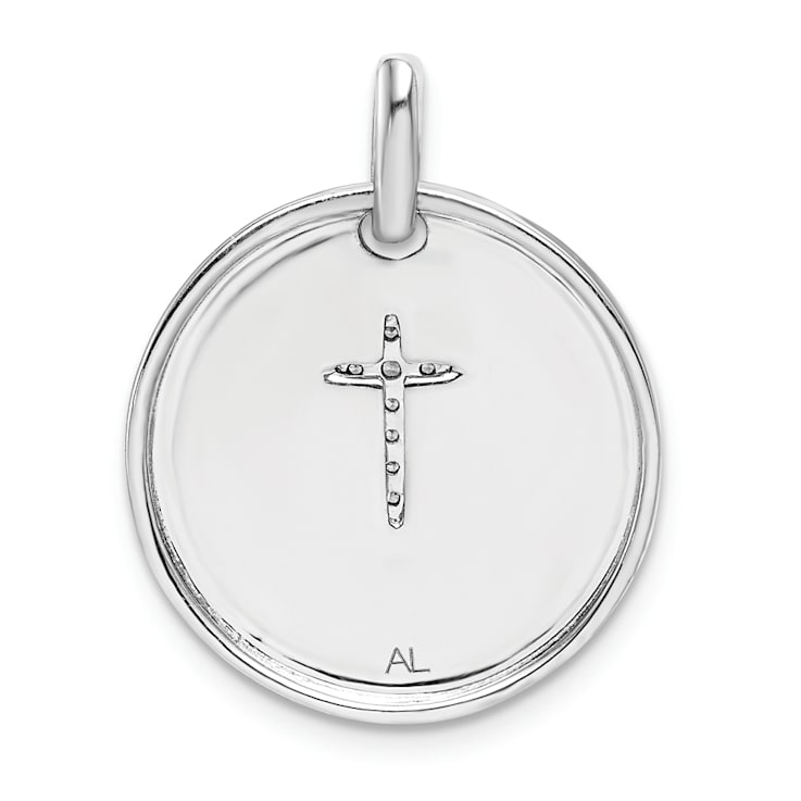 Rhodium Over 14k White Gold Diamond Accented Cross Faith Pendant