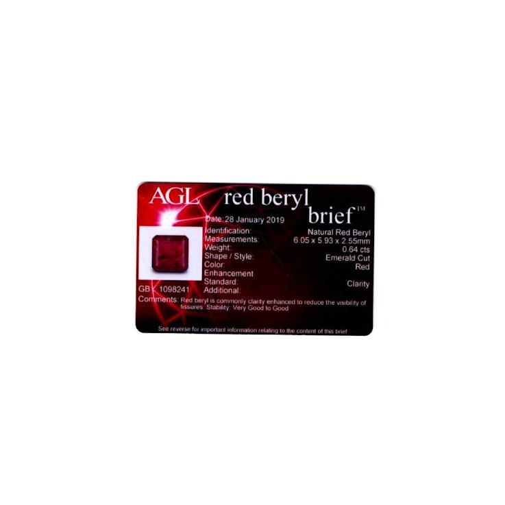 Red Beryl 6mm Square Octagonal 0.64ct
