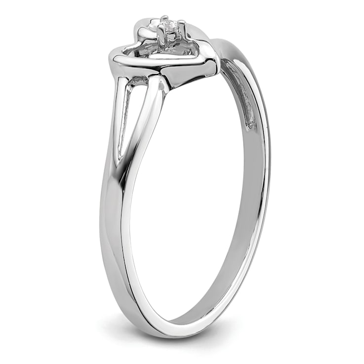 Rhodium Over 14K White First Promise Heart Diamond Promise/Engagement
Ring 0.01ctw