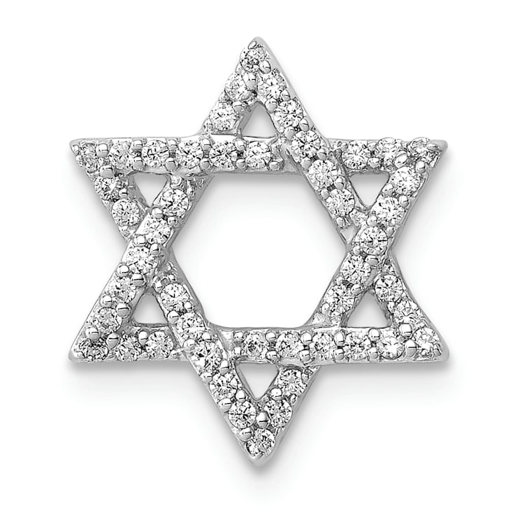 Rhodium Over 14k White Gold Diamond Star of David Chain Slide Pendant