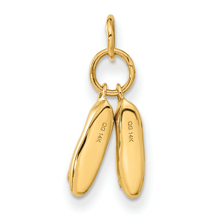 14k Yellow Gold 3D and Textured Ballet Slippers Charm Pendant