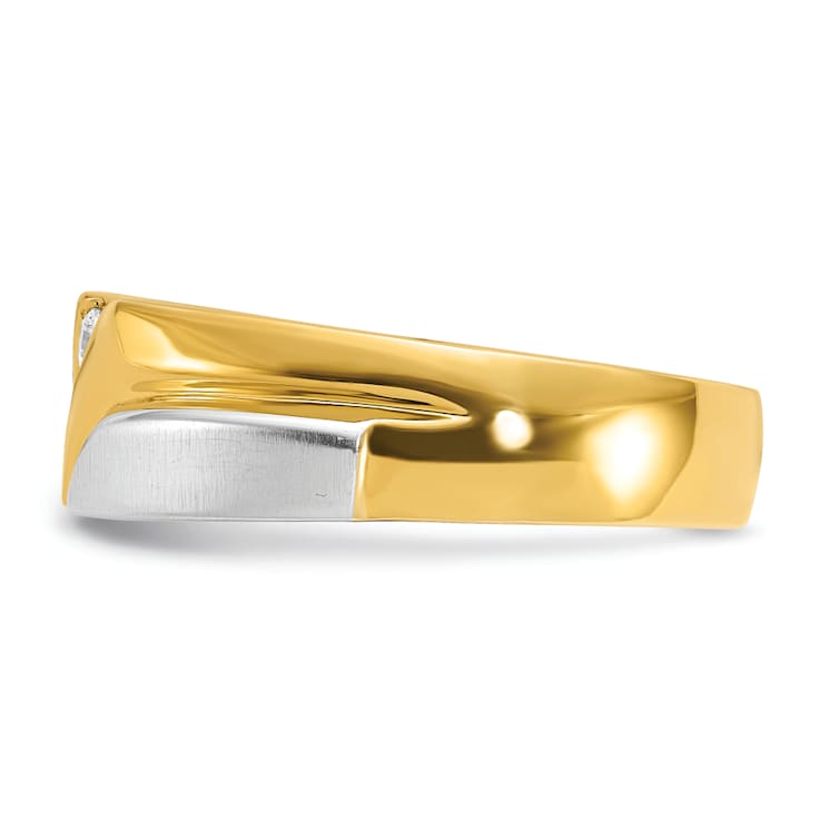 10K Two-tone Yellow and White Gold Men's Polished and Satin Grooved
3-Stone A Diamond Ring 0.15ctw