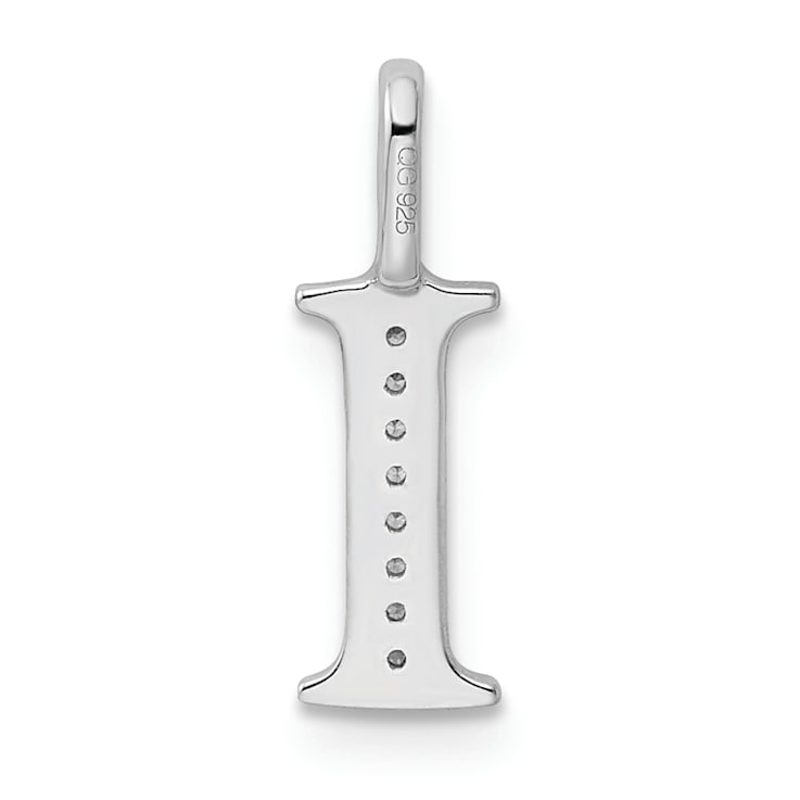 14K White Gold Diamond Letter I Initial Pendant