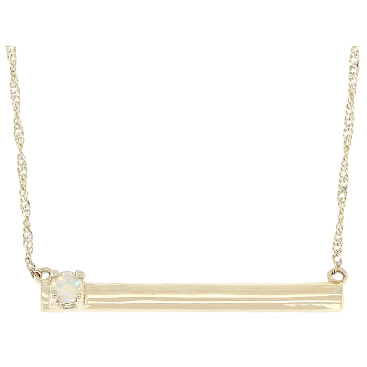 Ethiopian Opal Bar Necklace In 10K Gold