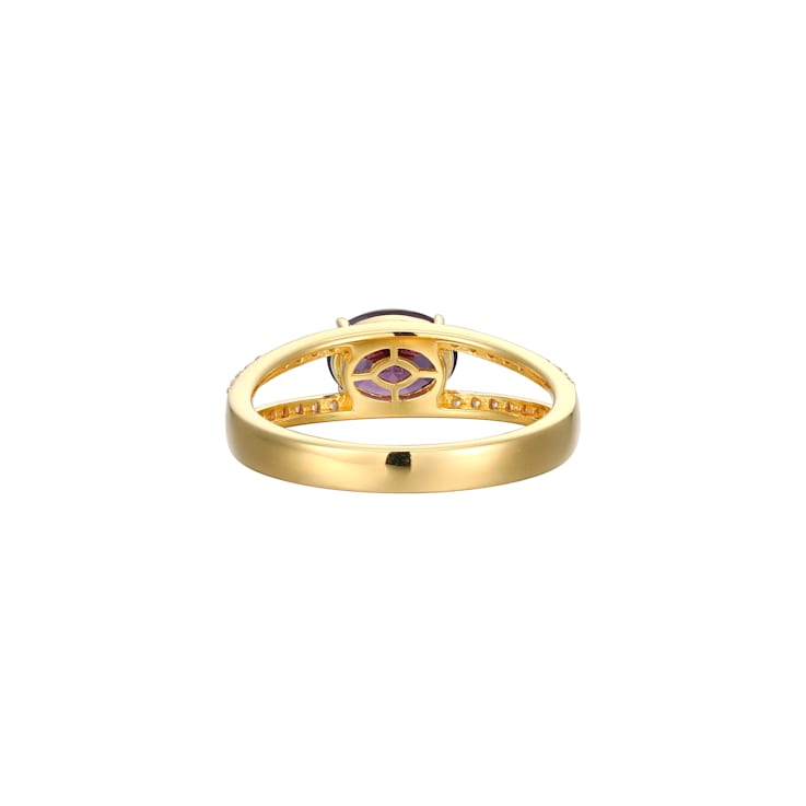 Purple And White Cubic Zirconia 18K Gold Over Sterling Silver Ring 2.41ctw