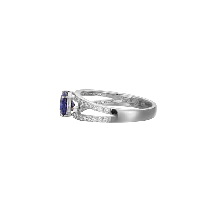 Blue And White Cubic Zirconia Platinum Over Sterling Silver Ring 1.72ctw