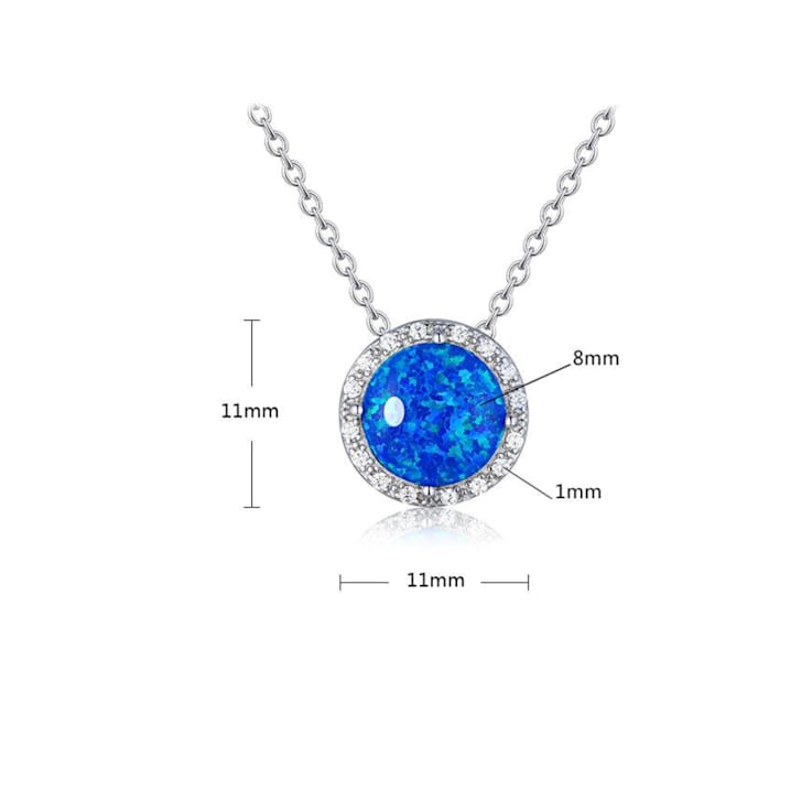 Lab Created Blue Opal and White CZ Accents Rhodium Over Sterling Silver
Pendant Style Necklace