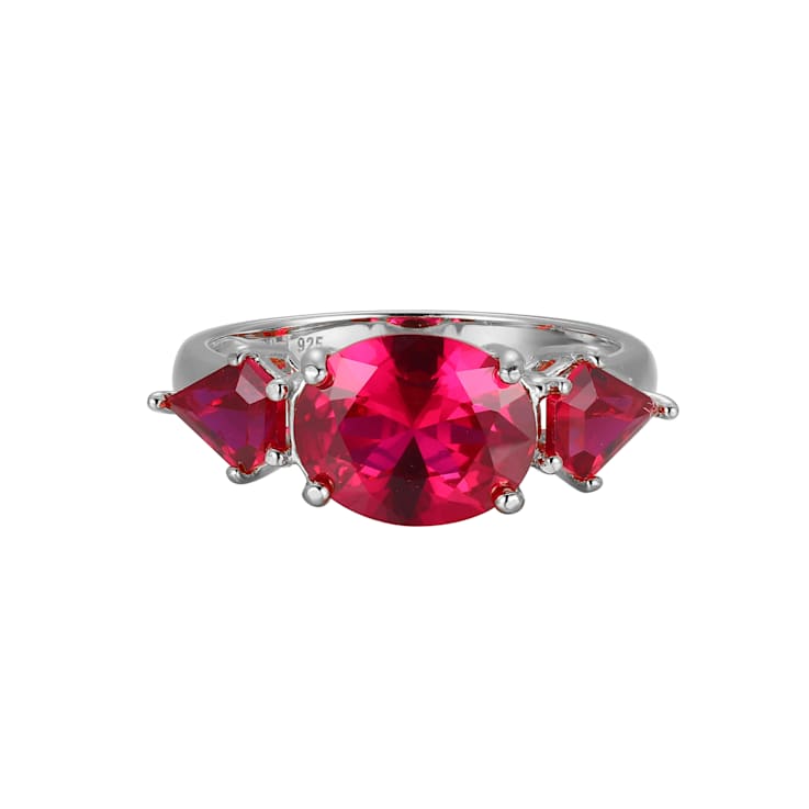 Lab Created Ruby Platinum Over Sterling Silver July Birthstone Ring 3.47ctw