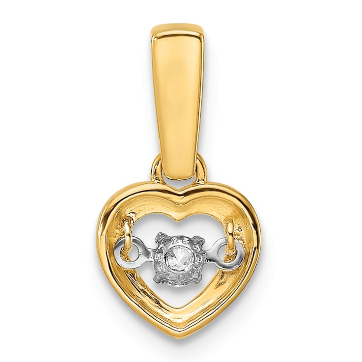14k Yellow Gold Diamond Polished Heart Dangle Pendant