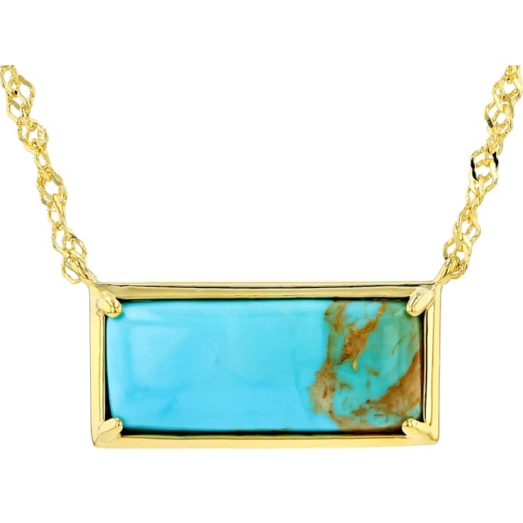 Turquoise East-West Necklace In 18K Gold Over Sterling Silver