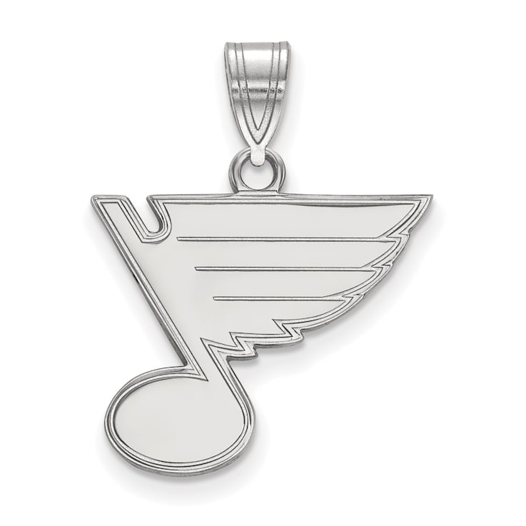 Rhodium Over Sterling Silver NHL LogoArt St. Louis Blues Medium Pendant