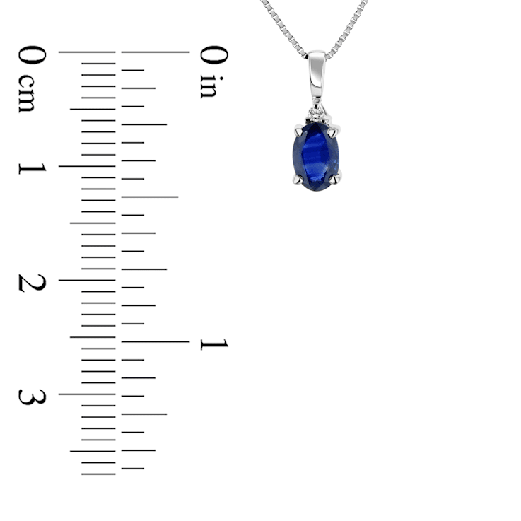 0.40ctw Oval Blue Sapphire and Round White Diamond Accent Pendant 14k
White Gold