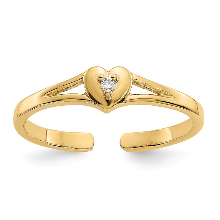 14K Yellow Gold .01ct Diamond Heart Toe Ring 0.01ctw