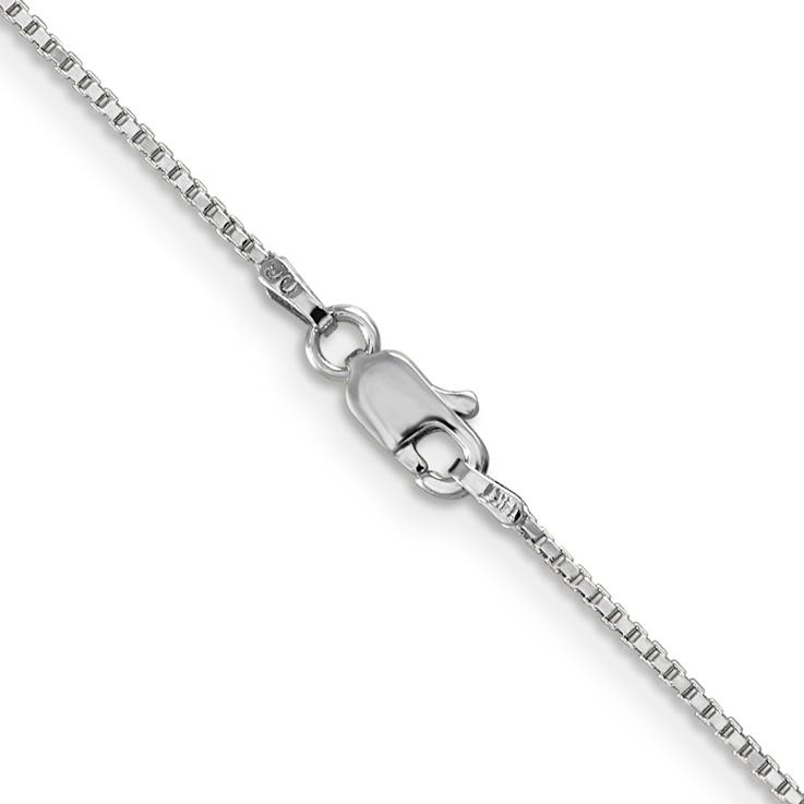 Rhodium Over 14k White Gold 1mm Solid Box 26 Inch Chain