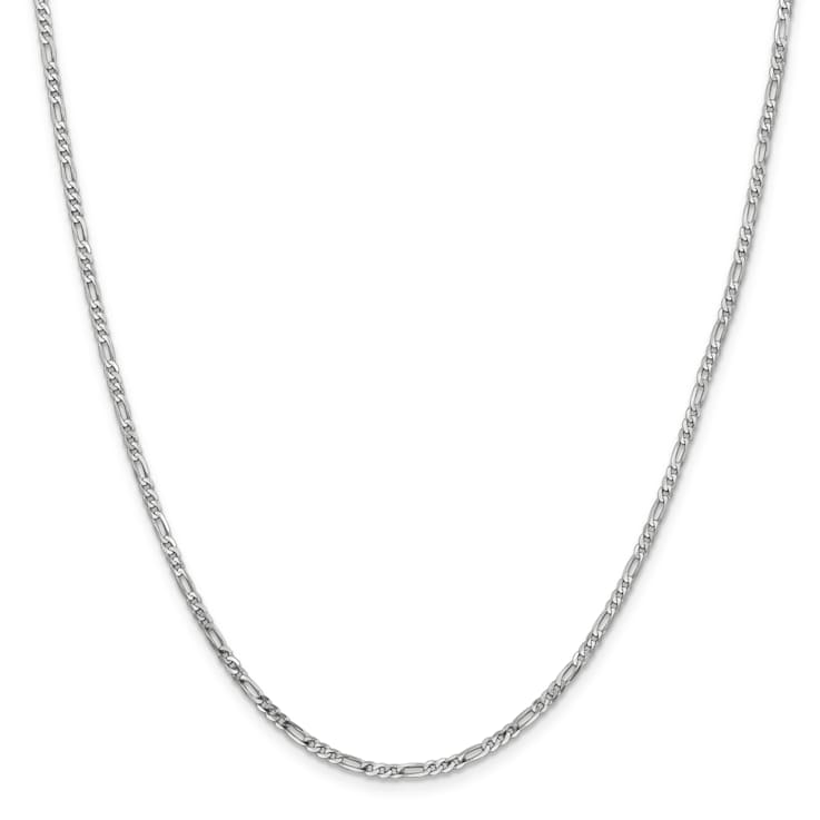 14K White Gold 2.25mm Flat Figaro Chain Necklace