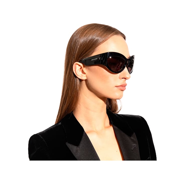 Saint Laurent Brown Havana Wrap Around Frame / Gray Lenses Sunglasses