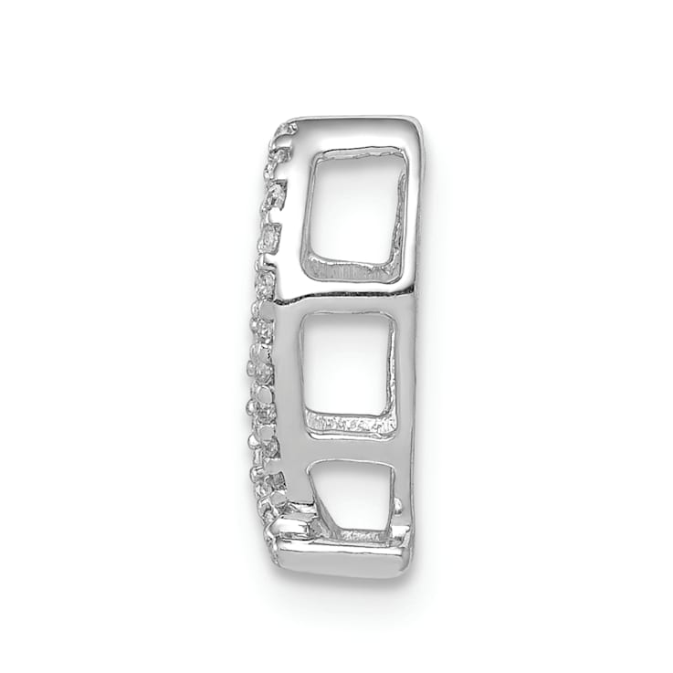 Rhodium Over 14k White Gold Diamond Ichthus Chain Slide Pendant
