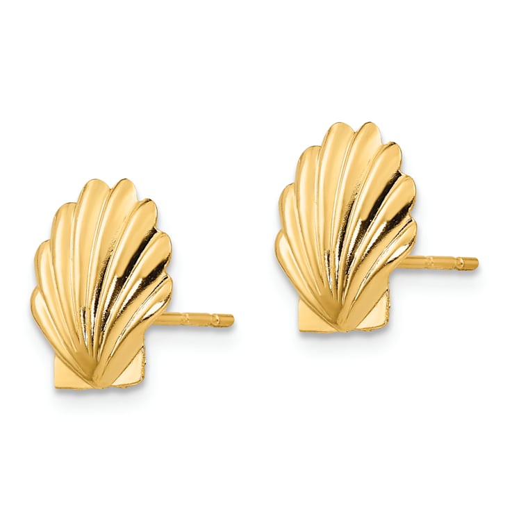 14K Yellow Gold Shell Post Earrings