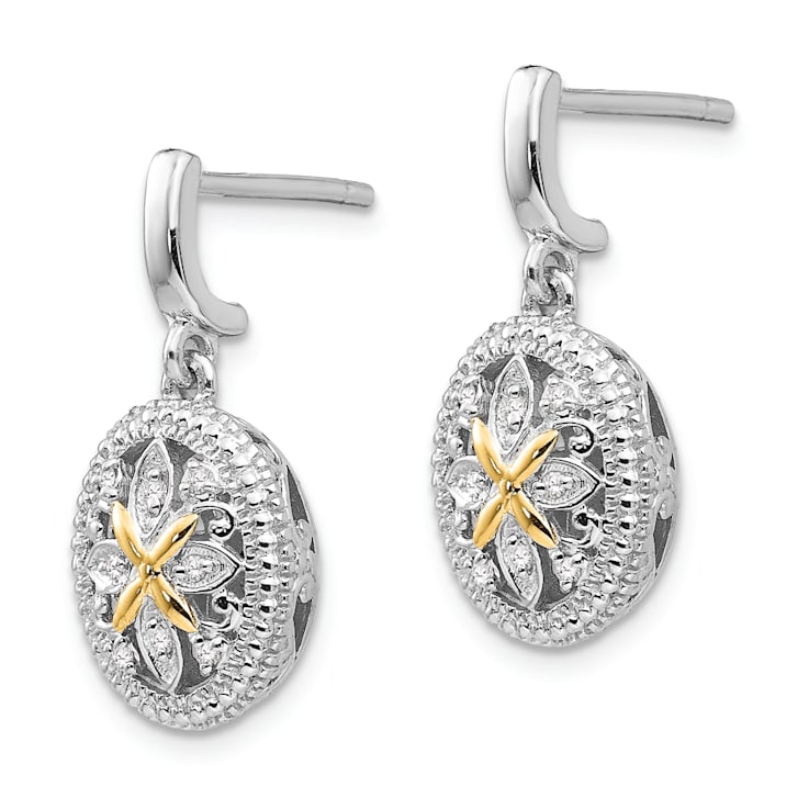 Sterling Silver Rhodium-plated with 14K Accent Diamond Earrings