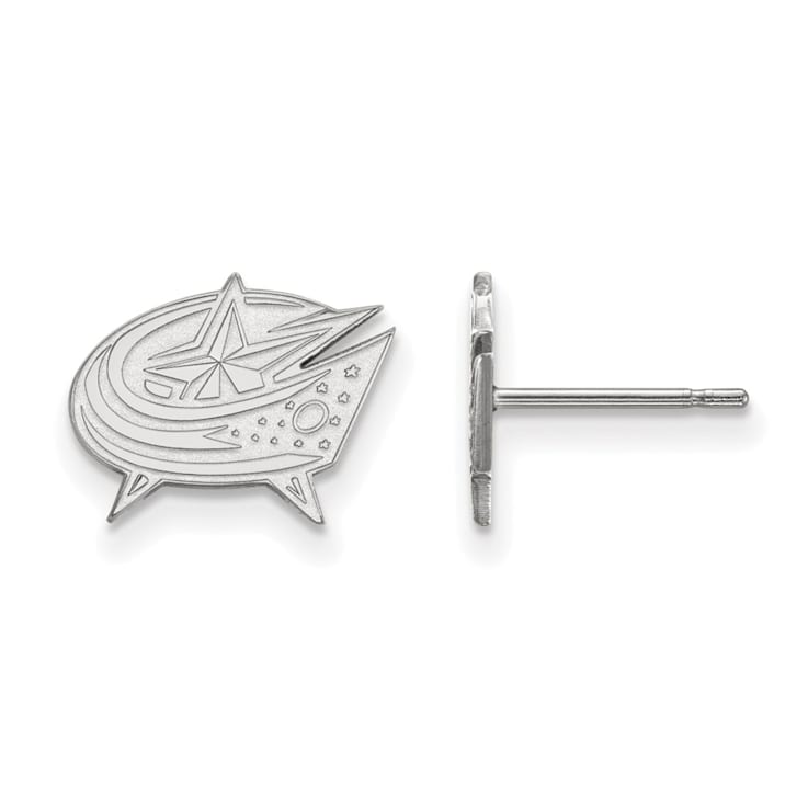 Rhodium Over Sterling Silver NHL Columbus Blue Jackets LogoArt Extra
Small Post Earrings