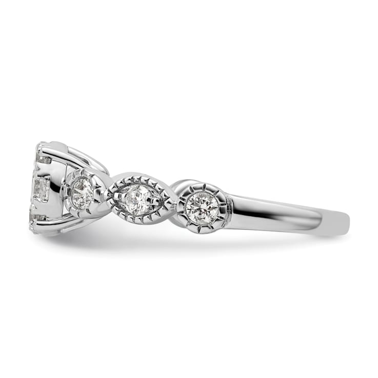 Rhodium Over 14K White Gold Lab Grown Diamond VS/SI GH, Cluster Ring 0.782ctw