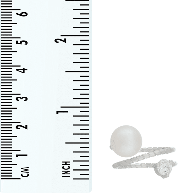 White Cultured Freshwater Pearl Rhodium Over Silver Ring