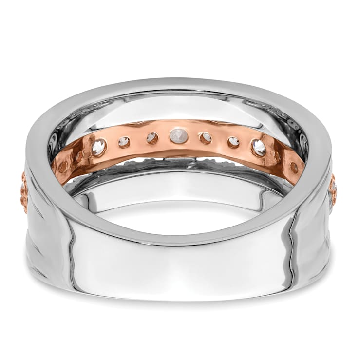 14K Two-tone White and Rose Gold Diamond Wedding Band 1.03ctw