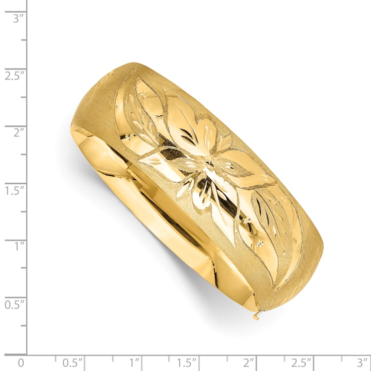 14k Yellow Gold 20mm Diamond-Cut and Brushed 13/16 Oversize Florentine
Hinged Bangle Bracelet