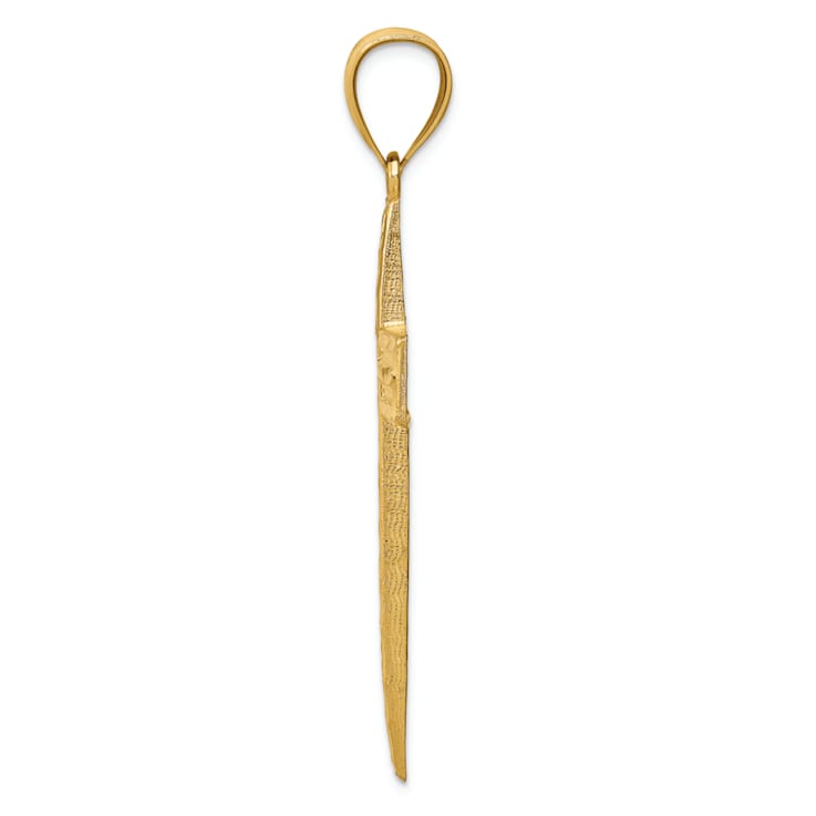 14K Yellow Gold Diamond-cut Cross Pendant