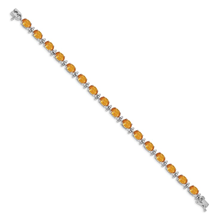 Rhodium Over 14k White Gold Citrine Bracelet