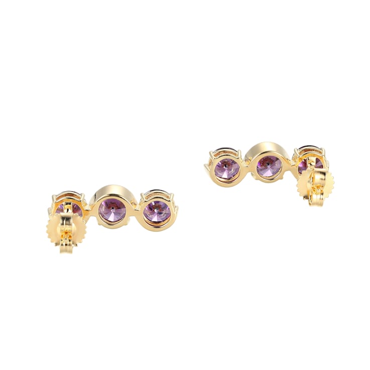 Purple Cubic Zirconia 18k Yellow Gold Over Silver February Birthstone
Earrings 7.98ctw