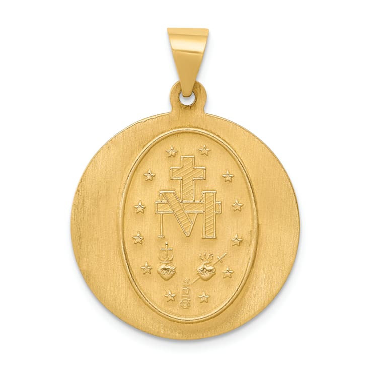 14k Yellow Gold Satin Miraculous Medal Pendant