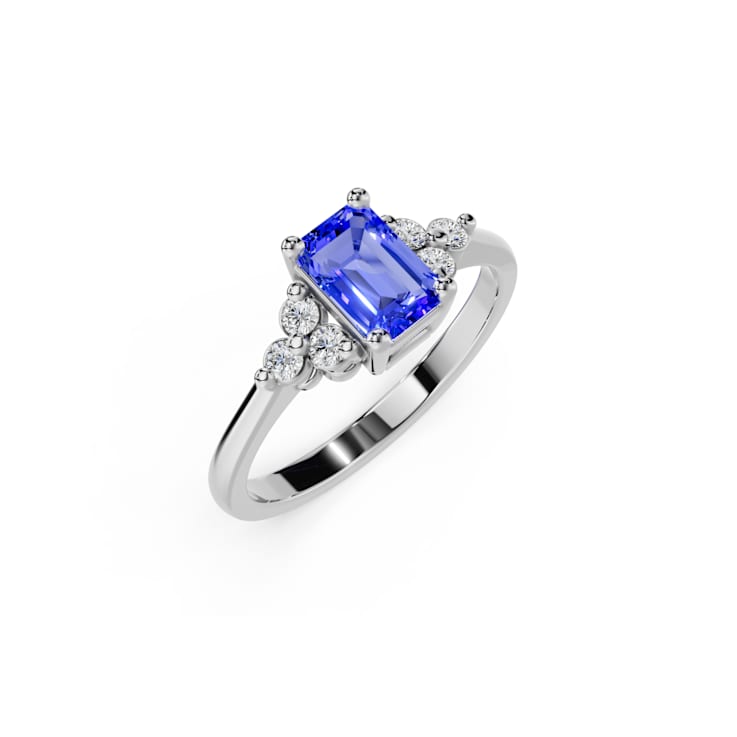 14K White Gold Tanzanite and Diamond Ring 0.59 ctw