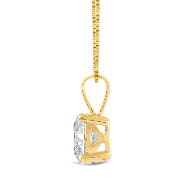 White Cubic Zirconia 14k Yellow Gold Pendant With Chain 2.00ctw