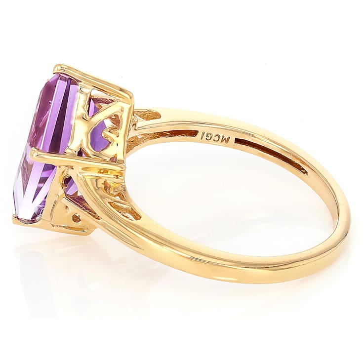 Amethyst Kite Solitaire Ring In 18K Gold Over Sterling Silver 2.65ct