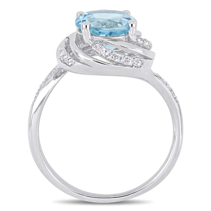 2.50ctw Sky Blue and White Topaz with Diamond Accent Swirl Ring in
Sterling Silver