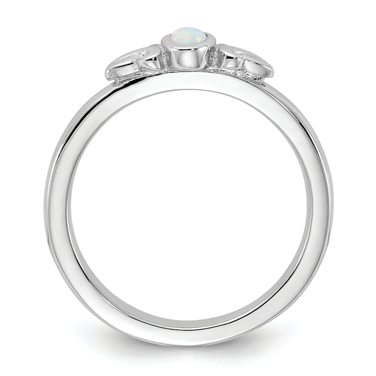 Sterling Silver Stackable Expressions Lab Created Opal Ring 0.08ctw