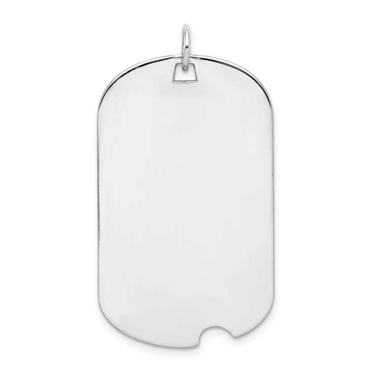 Rhodium Over Sterling Silver Dog Tag Disc Charm