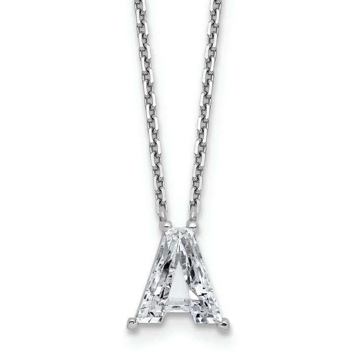 White Lab-Grown Diamond F VS 14K White Gold "A" Initial
Necklace 2.00ct