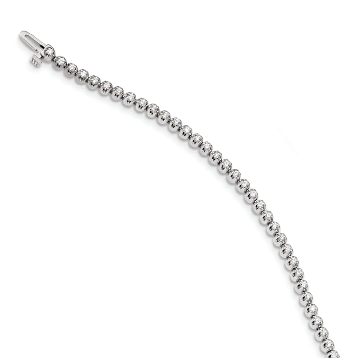 Rhodium Over 14k White Gold Diamond Tennis Bracelet