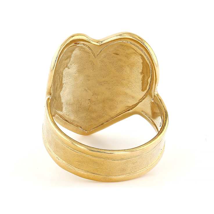 Hammered Heart Ring In 14K Gold Over Sterling Silver