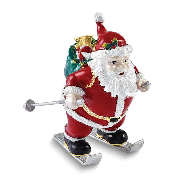 HITTING THE SLOPES Skiing Santa Trinket Box