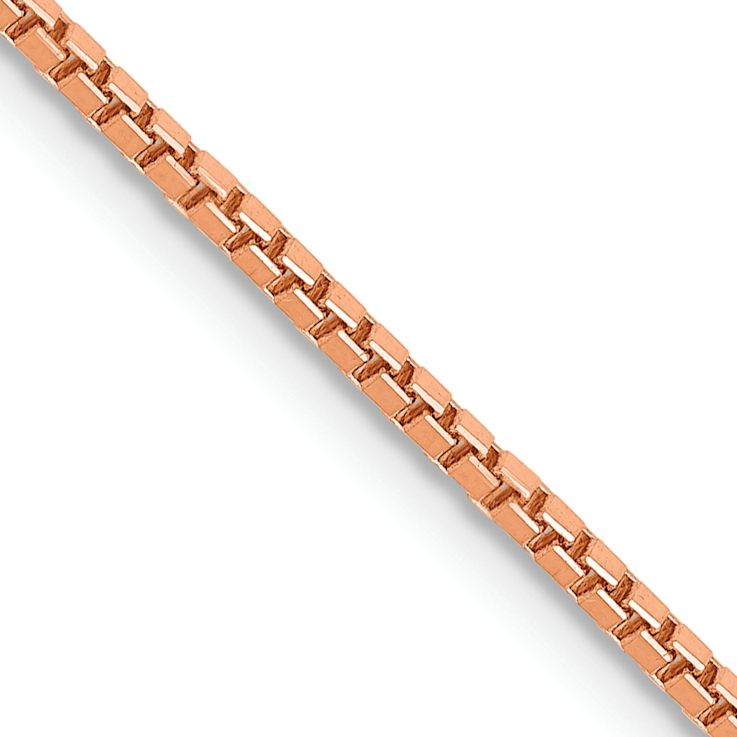 14k Rose Gold 1.3mm Solid Box 22 Inch Chain