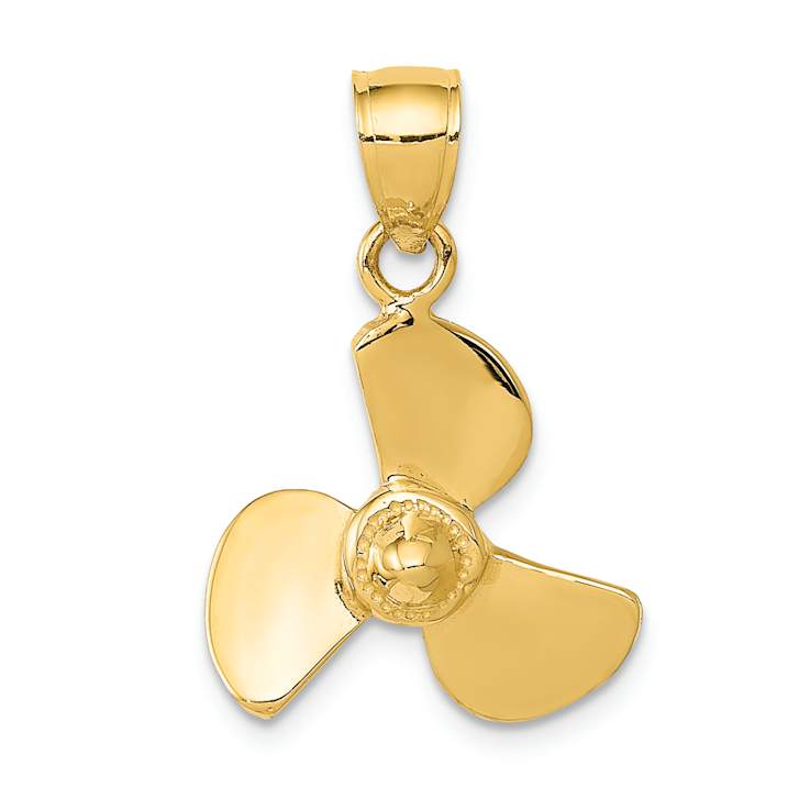 14k Yellow Gold Textured Propeller Pendant