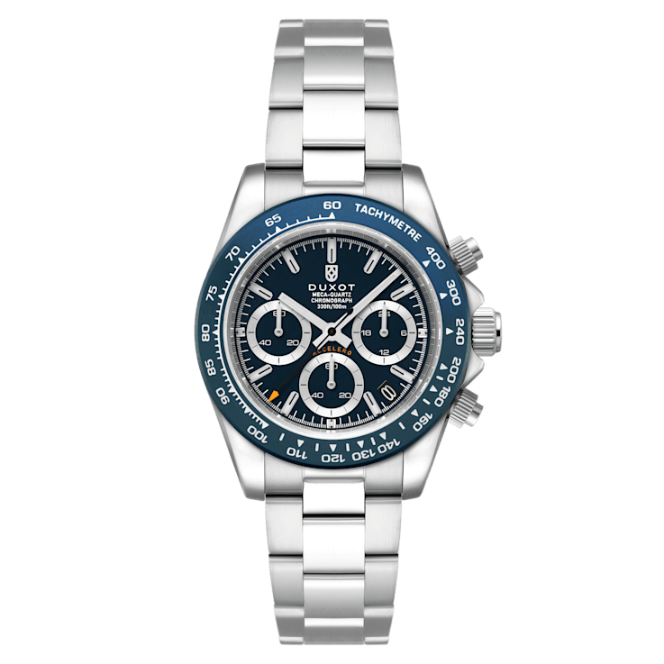 Duxot Accelero Blue Dial Blue Bezel White Stainless Steel Band
Chronograph Watch