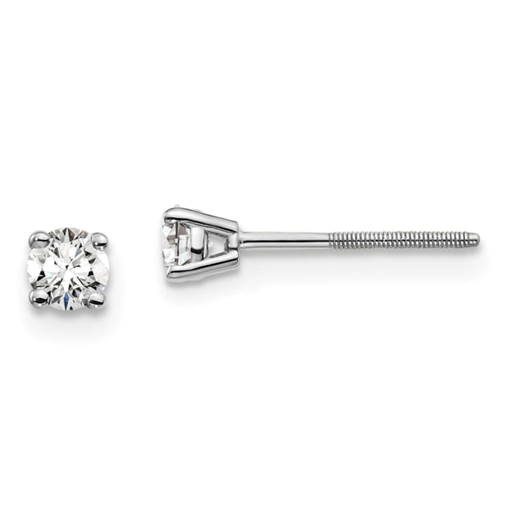 14K White Gold Lab Grown Diamond 1/4ctw VS/SI GH Screw Back 4 Prong Earrings