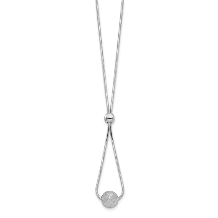 Sterling Silver Rhodium-plated Diamond-cut Beaded Drop 18-inch Necklace