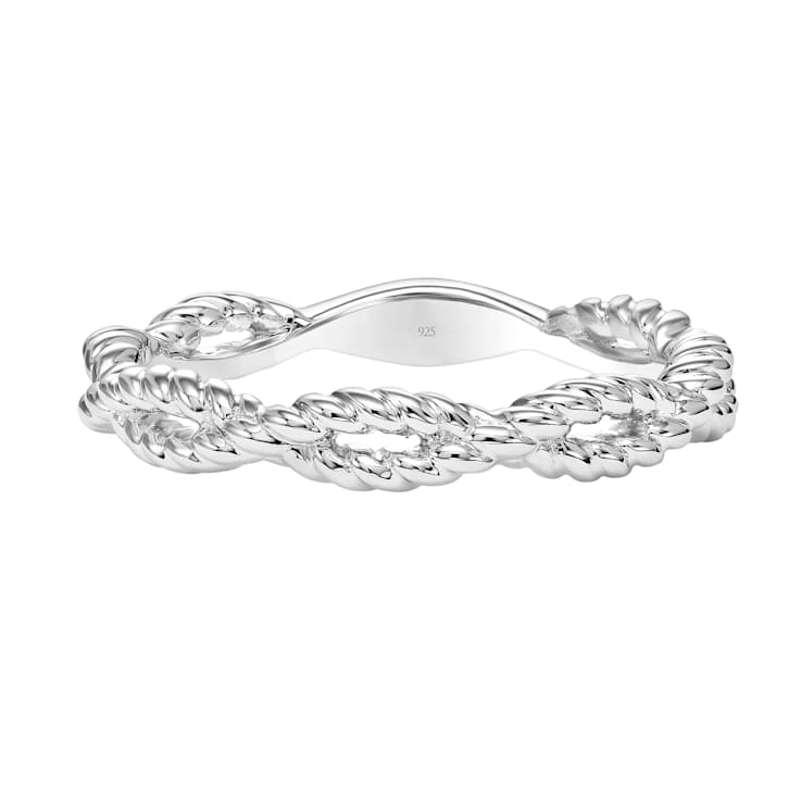 Rope Twist Band Ring In Sterling Silver